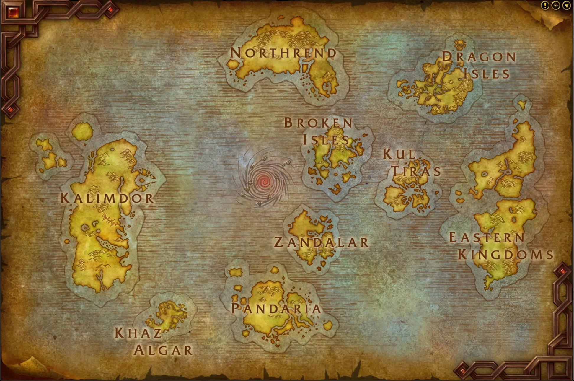 World Map of Azeroth Map of Azeroth with various zones